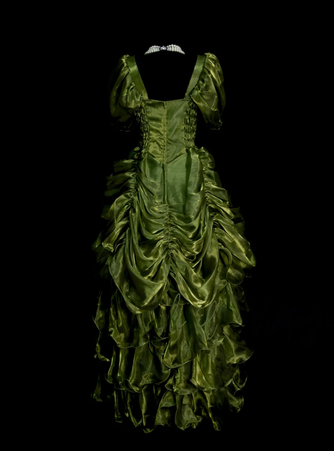 Trägerloses silbernes Vintage-Abendkleid, A-Linie, Geburtstagskleid J9370