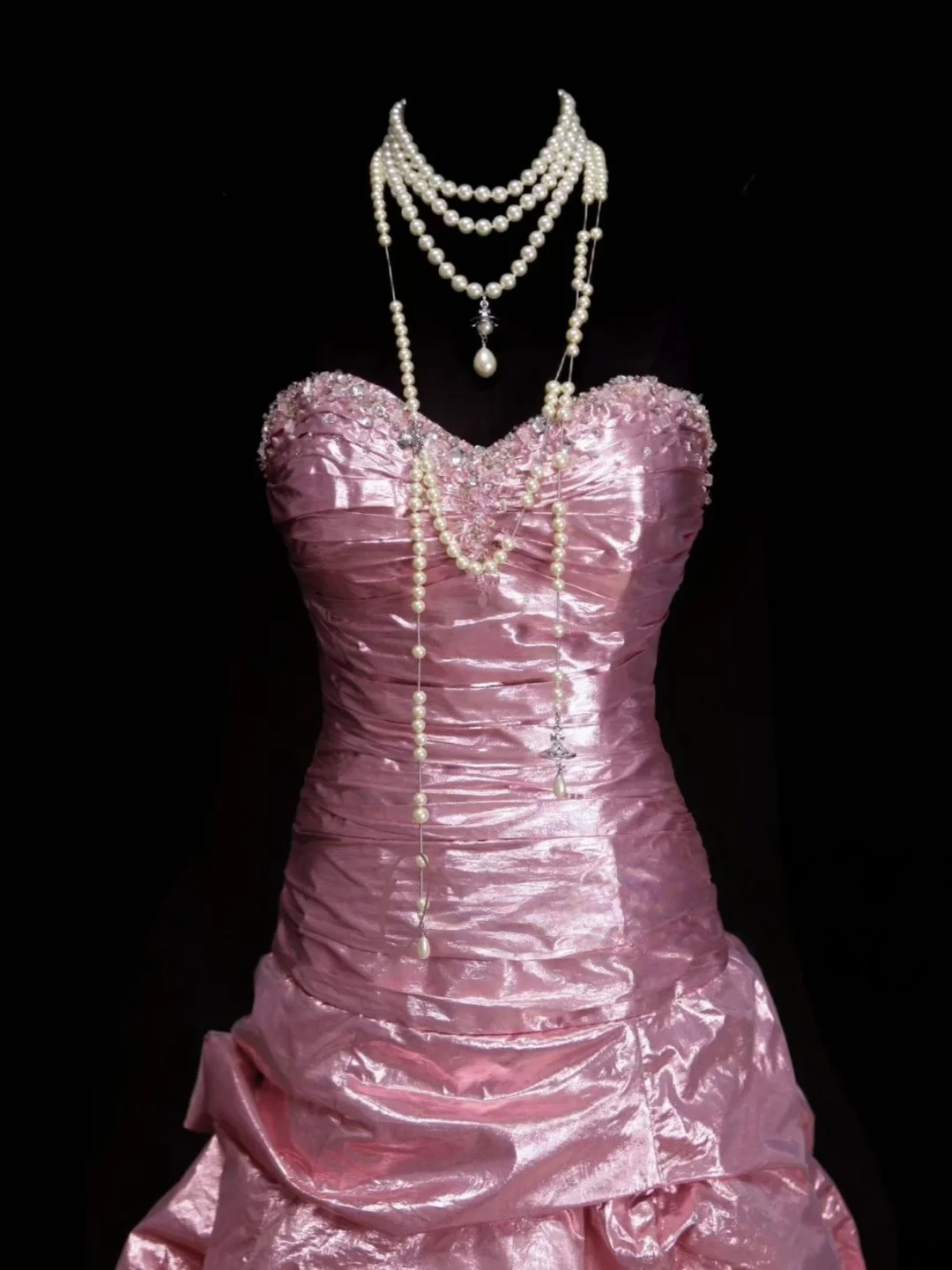 Trägerloses silbernes Vintage-Abendkleid, A-Linie, Geburtstagskleid J9370