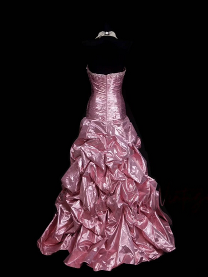 Trägerloses silbernes Vintage-Abendkleid, A-Linie, Geburtstagskleid J9370