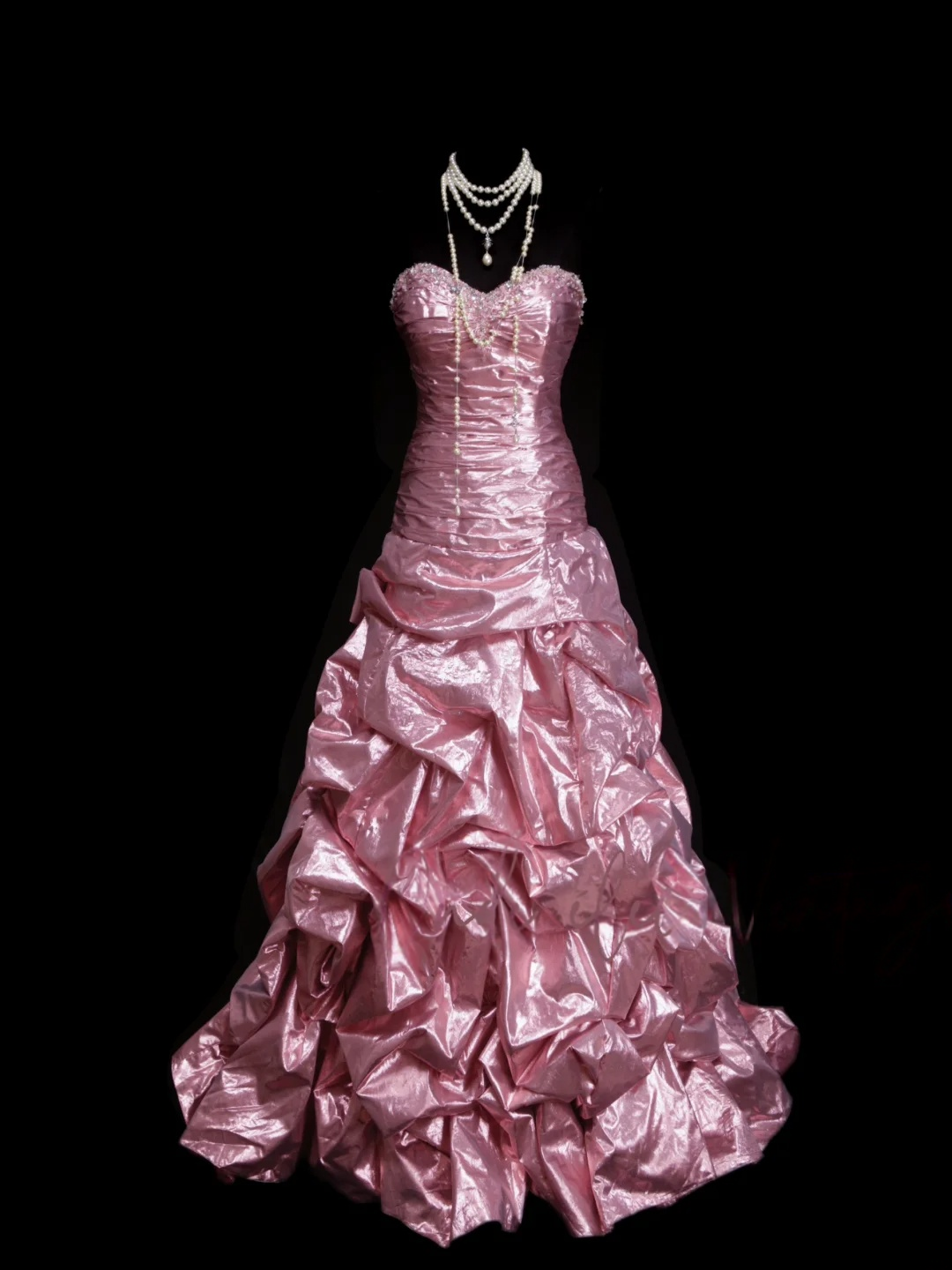 Trägerloses silbernes Vintage-Abendkleid, A-Linie, Geburtstagskleid J9370