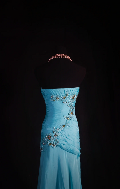 Robe de bal bustier violette en satin avec appliques, robe de soirée formelle J9413