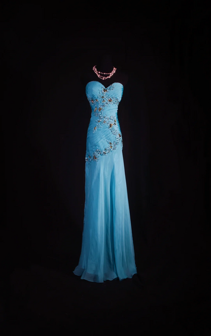 Robe de bal bustier violette en satin avec appliques, robe de soirée formelle J9413