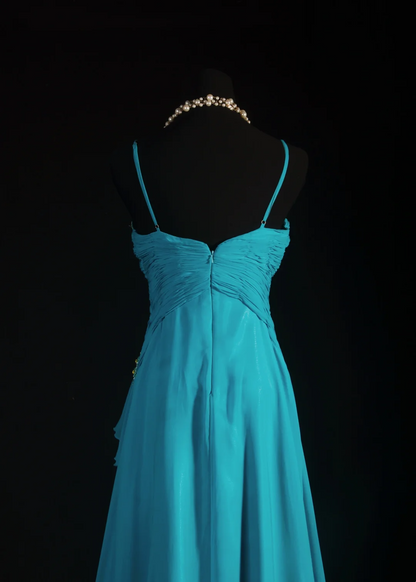 Trägerloses silbernes Vintage-Abendkleid, A-Linie, Geburtstagskleid J9370