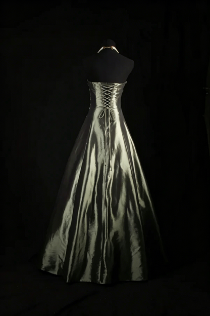 Strapless Satin Beaded Prom Dress Formal Party Dress Evening Dress J9418