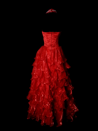 Trägerloses silbernes Vintage-Abendkleid, A-Linie, Geburtstagskleid J9370