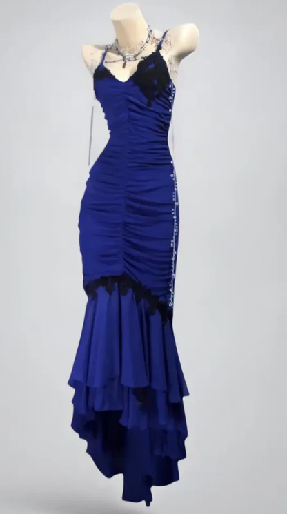 Mermaid Long Prom Dresses Chiffon Blue Formal Dresses Evening Dresses J9429