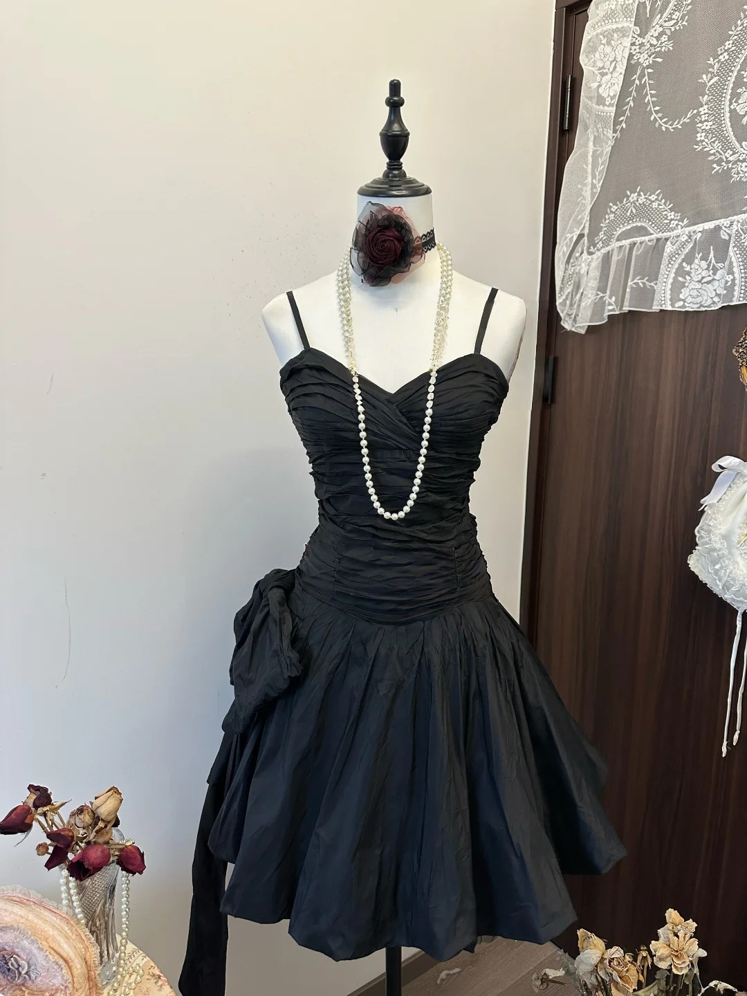 Trägerloses silbernes Vintage-Abendkleid, A-Linie, Geburtstagskleid J9370