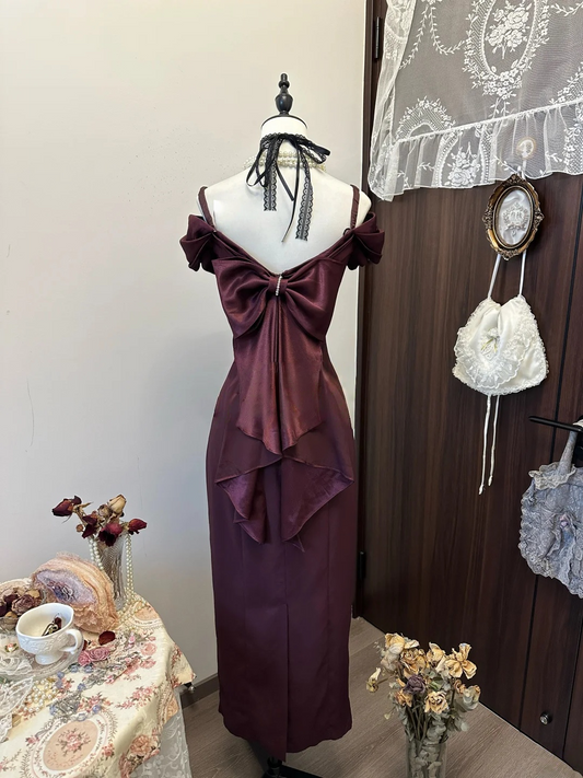 Burgundy Sheath Prom Dress Elegant Formal Evening Party Dress J9438