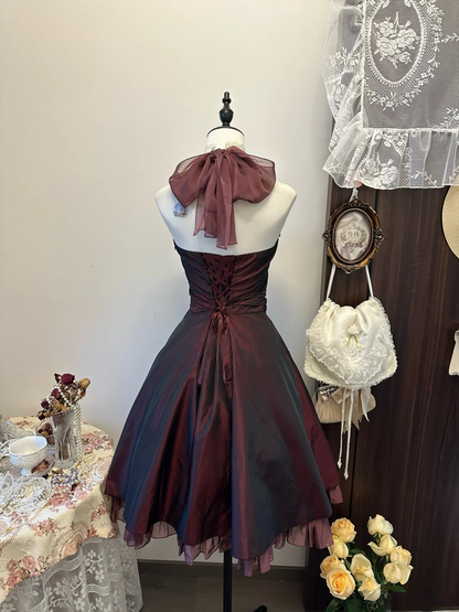 A Line Burgundy Short Dress Homecoming Dress Birthday Outfit J9444