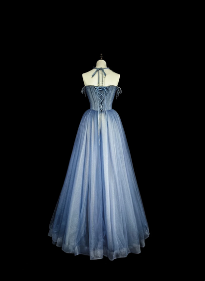 Robe de bal bustier violette en satin avec appliques, robe de soirée formelle J9413