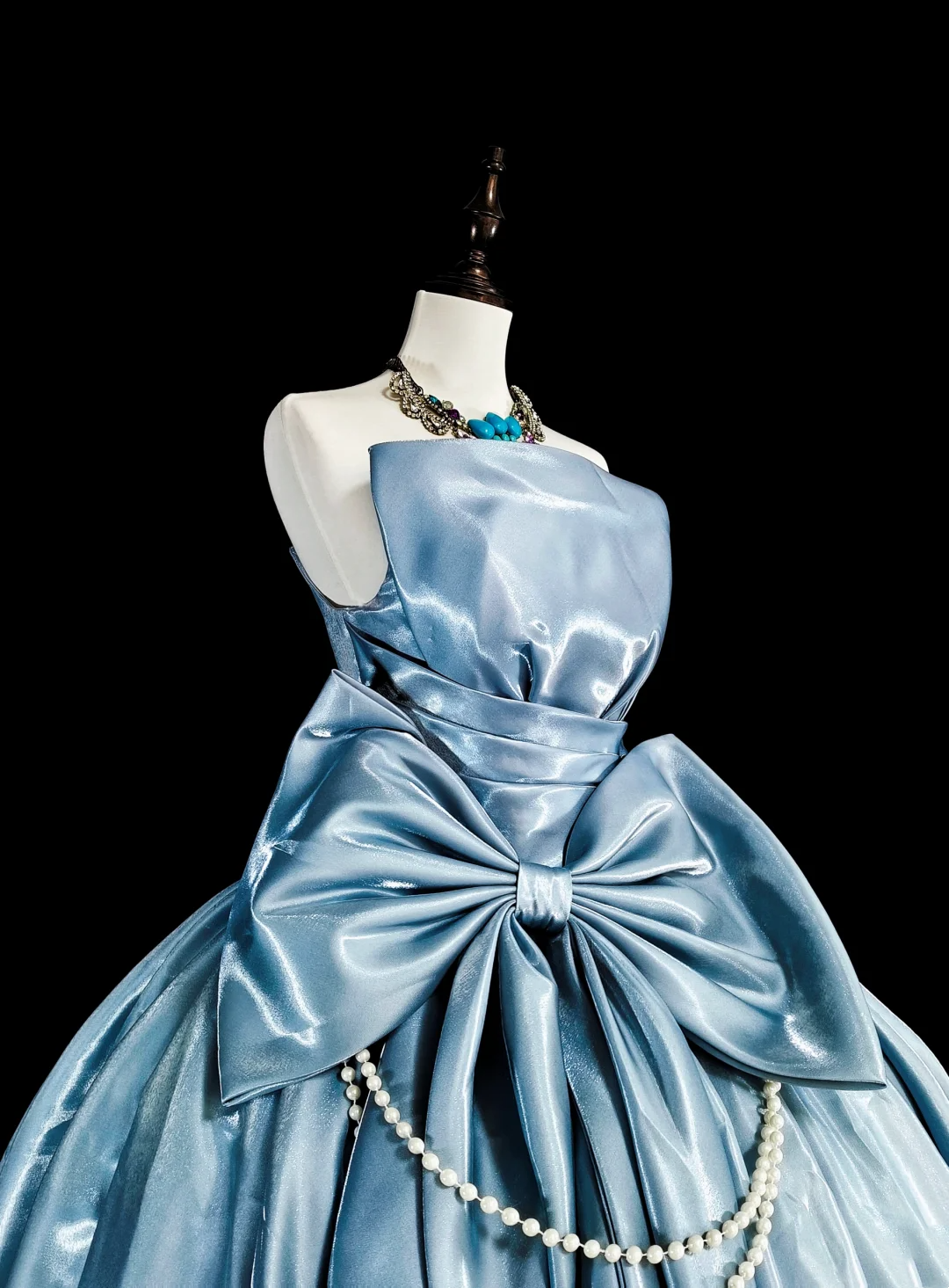 Blue Birthday Dress With Bow Sweet Prom Dress J9453