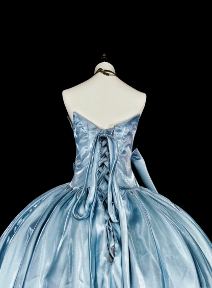 Blue Birthday Dress With Bow Sweet Prom Dress J9453