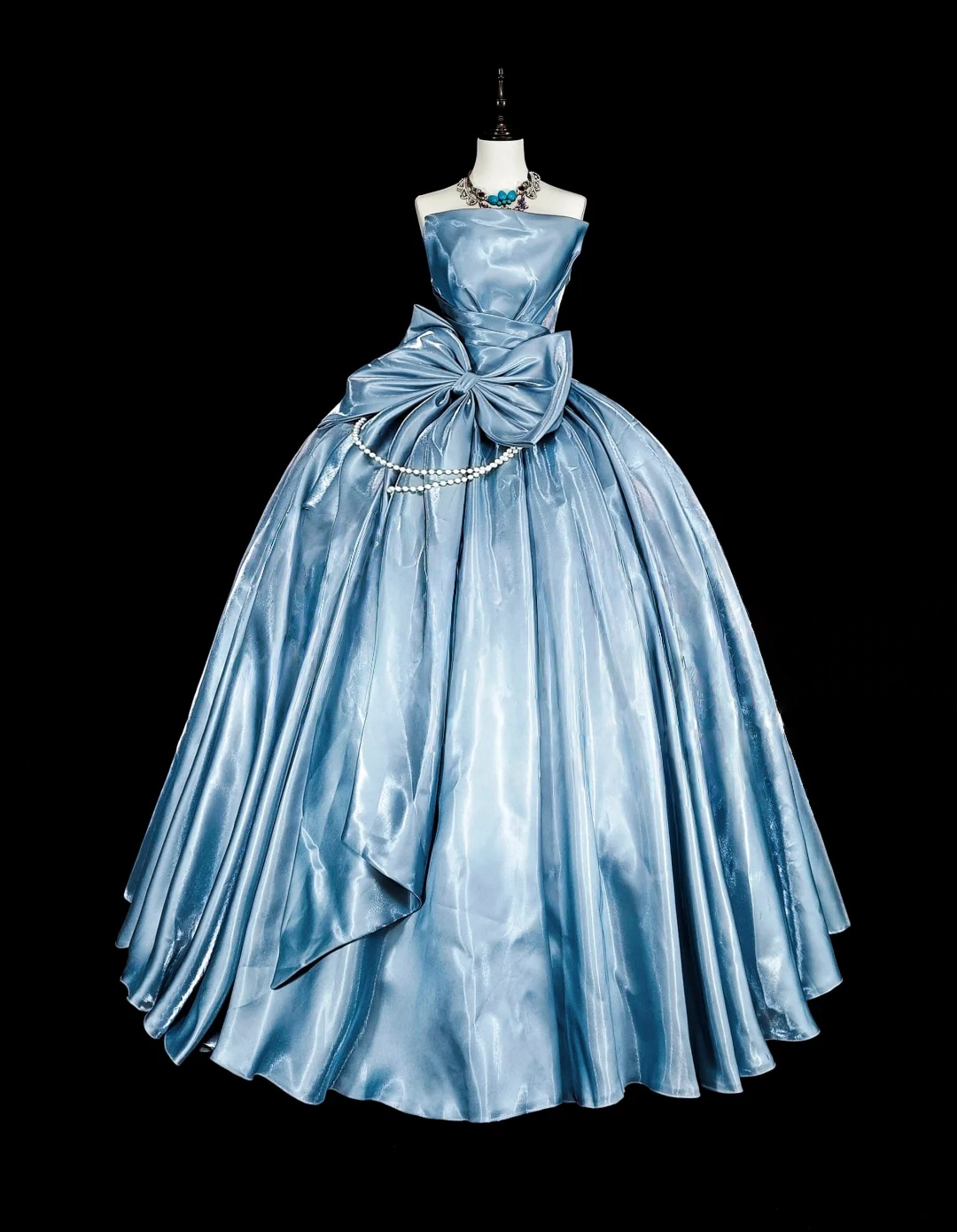 Blue Birthday Dress With Bow Sweet Prom Dress J9453