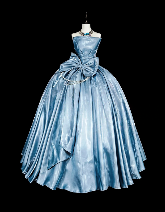 Blue Birthday Dress With Bow Sweet Prom Dress J9453