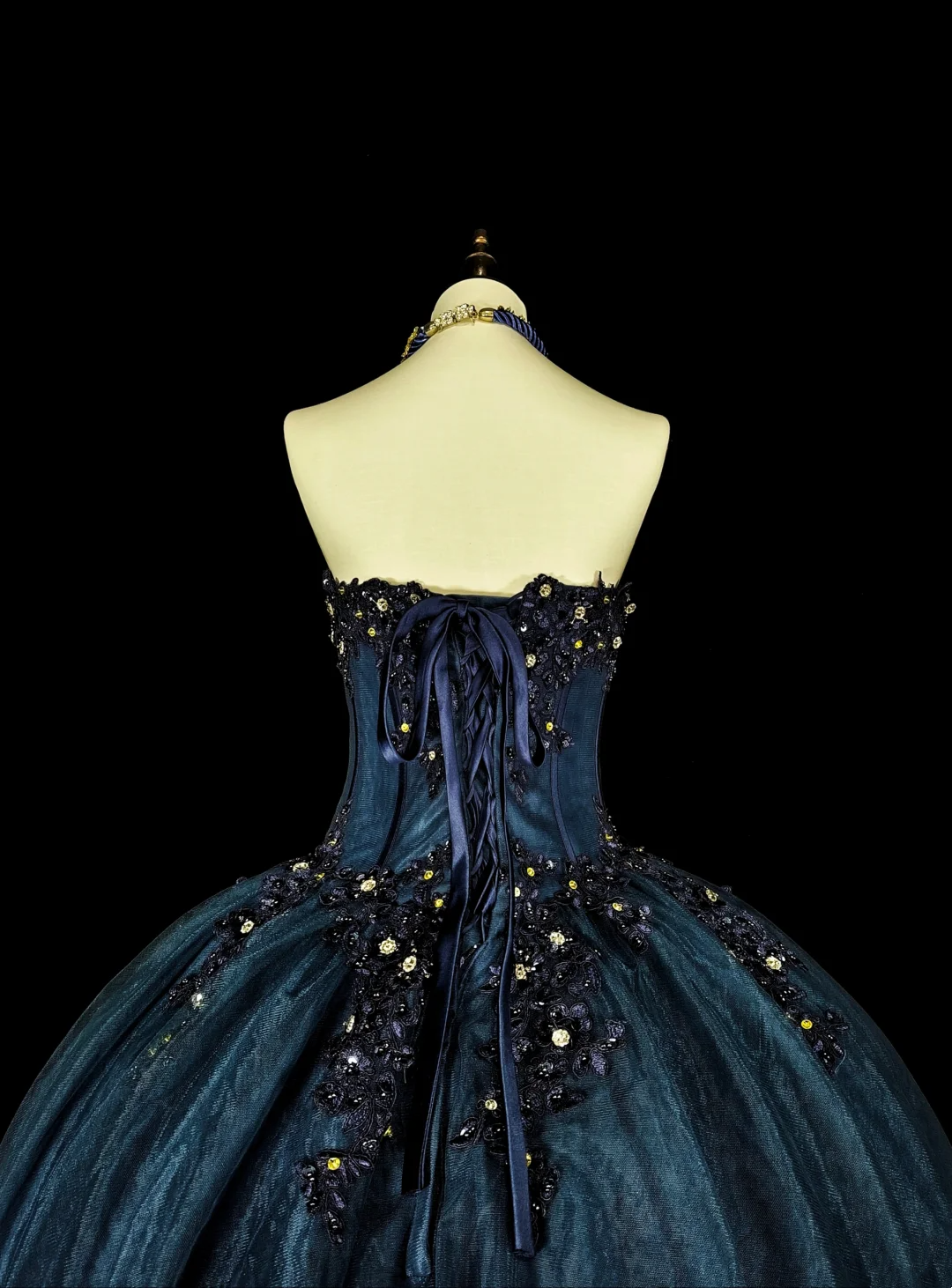 Robe de bal bustier violette en satin avec appliques, robe de soirée formelle J9413