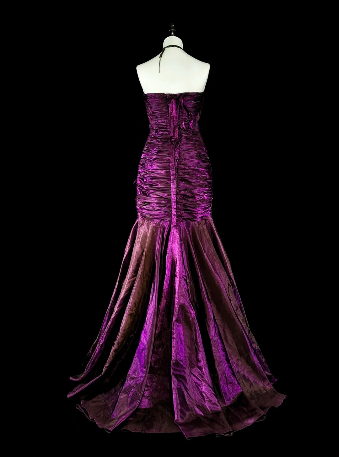 Robe de bal bustier violette en satin avec appliques, robe de soirée formelle J9413
