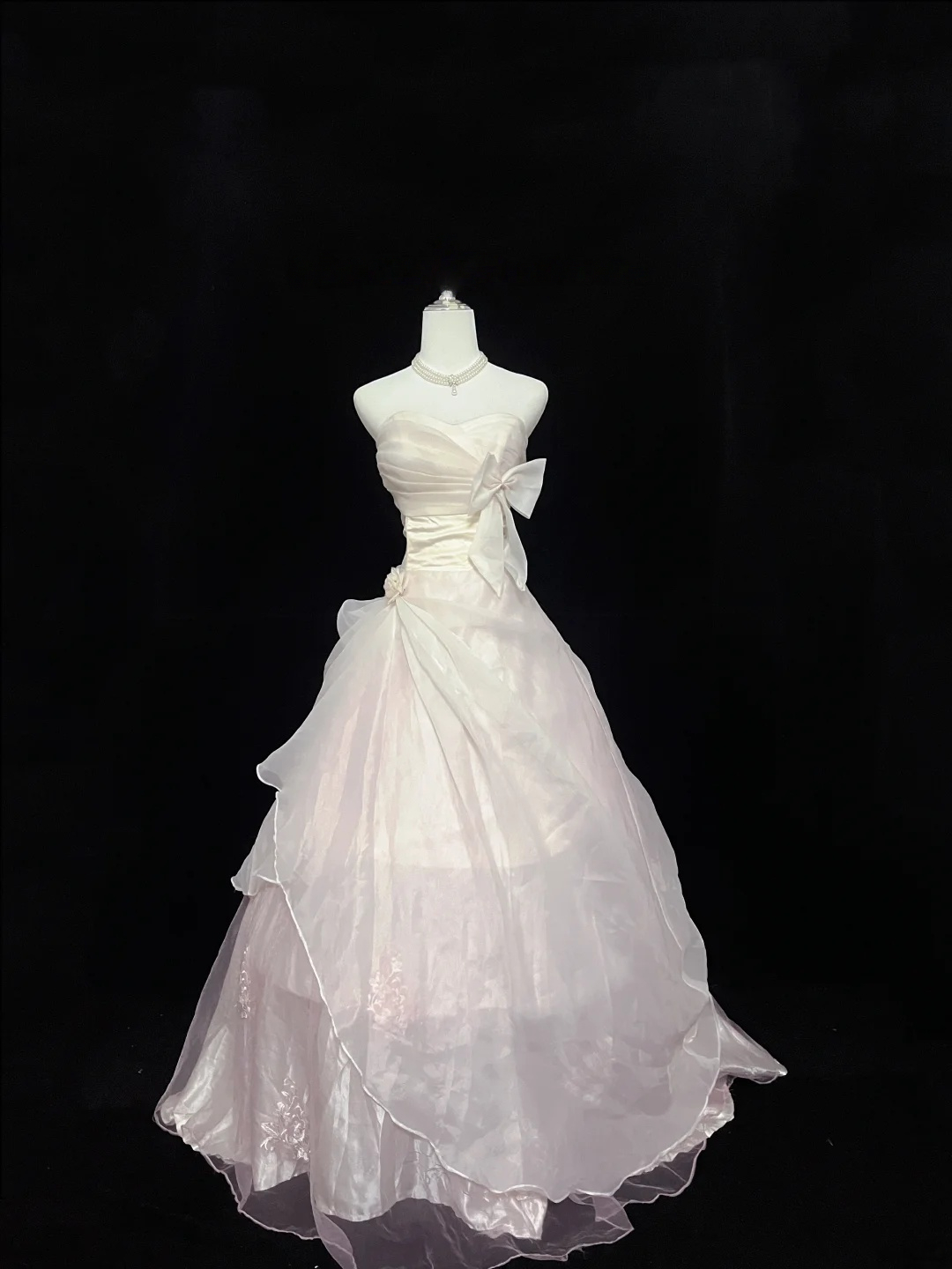 Trägerloses silbernes Vintage-Abendkleid, A-Linie, Geburtstagskleid J9370