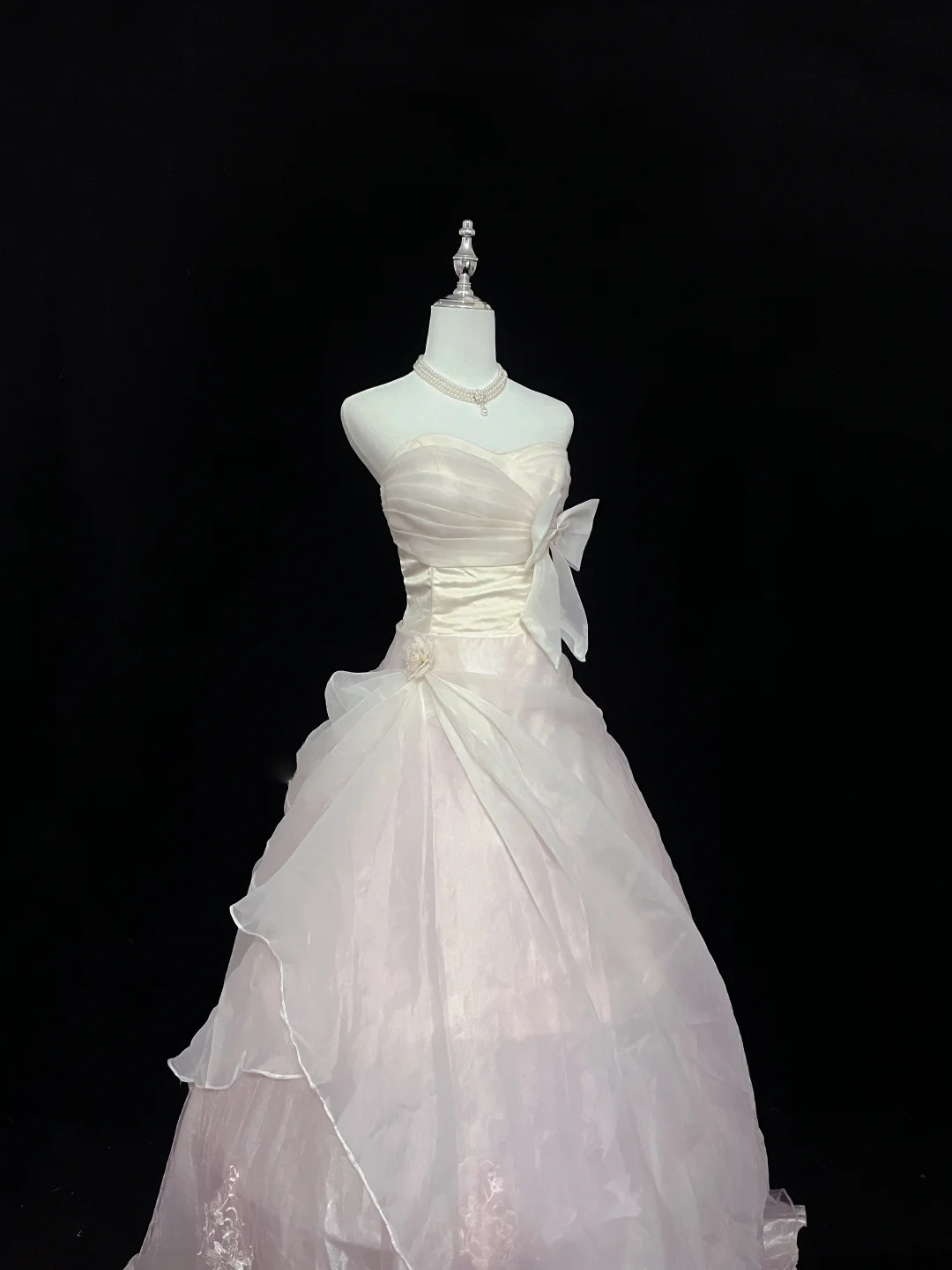 Trägerloses silbernes Vintage-Abendkleid, A-Linie, Geburtstagskleid J9370