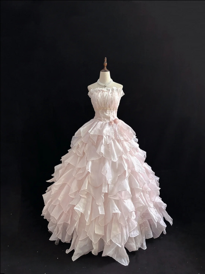 Trägerloses silbernes Vintage-Abendkleid, A-Linie, Geburtstagskleid J9370