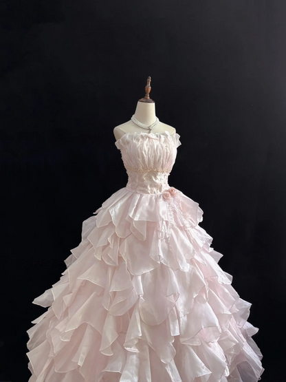 Trägerloses silbernes Vintage-Abendkleid, A-Linie, Geburtstagskleid J9370