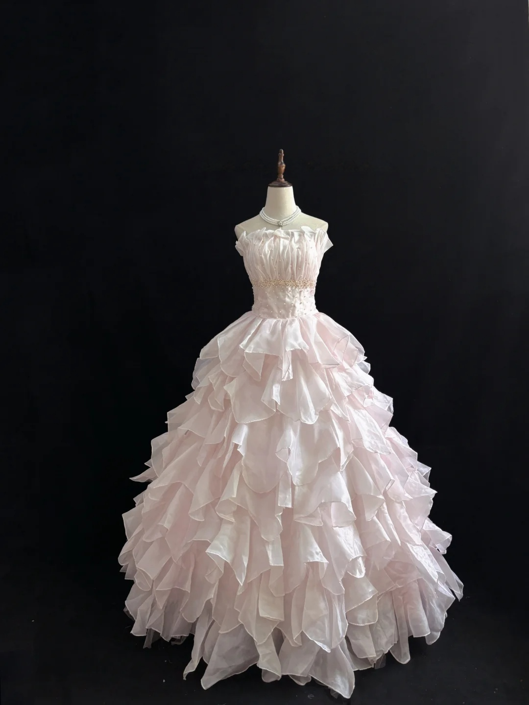 Trägerloses silbernes Vintage-Abendkleid, A-Linie, Geburtstagskleid J9370