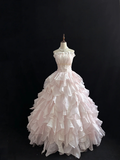 Trägerloses silbernes Vintage-Abendkleid, A-Linie, Geburtstagskleid J9370