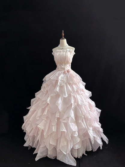 Trägerloses silbernes Vintage-Abendkleid, A-Linie, Geburtstagskleid J9370