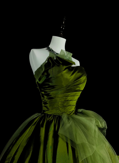 Trägerloses silbernes Vintage-Abendkleid, A-Linie, Geburtstagskleid J9370