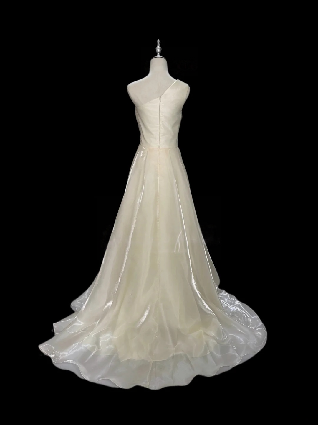 Trägerloses silbernes Vintage-Abendkleid, A-Linie, Geburtstagskleid J9370