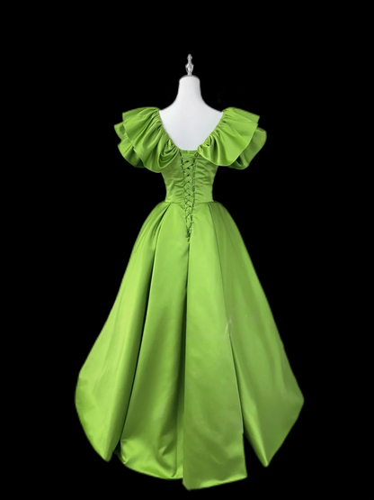 Trägerloses silbernes Vintage-Abendkleid, A-Linie, Geburtstagskleid J9370