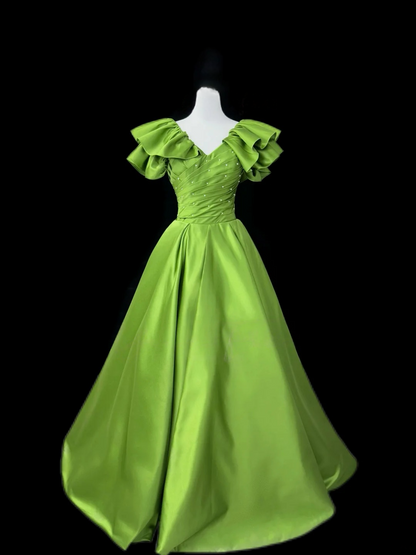 Trägerloses silbernes Vintage-Abendkleid, A-Linie, Geburtstagskleid J9370