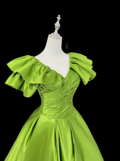 Trägerloses silbernes Vintage-Abendkleid, A-Linie, Geburtstagskleid J9370