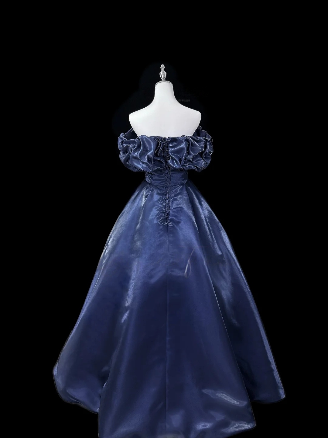 Robe de bal bustier violette en satin avec appliques, robe de soirée formelle J9413