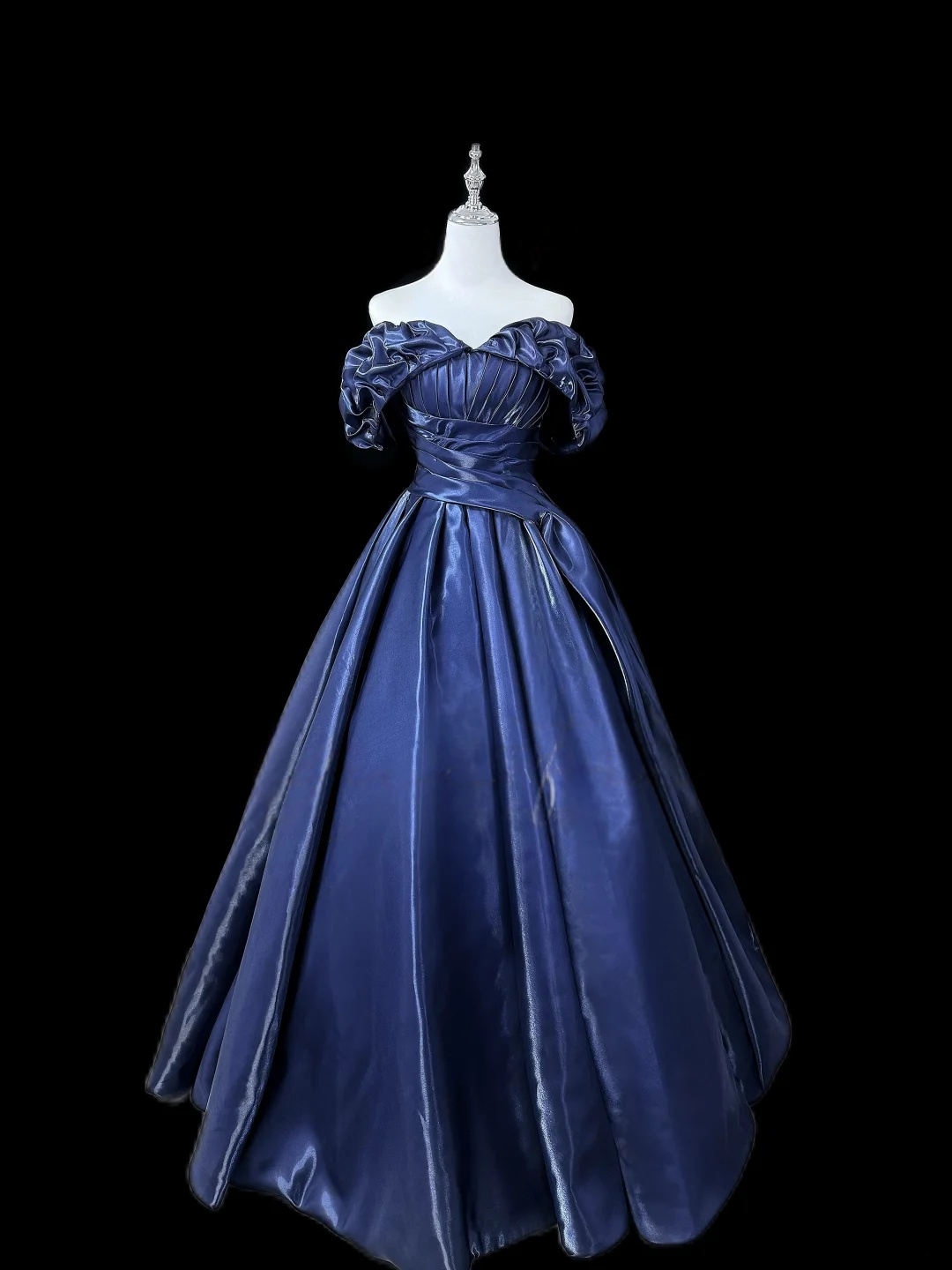 Robe de bal bustier violette en satin avec appliques, robe de soirée formelle J9413