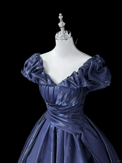 Robe de bal bustier violette en satin avec appliques, robe de soirée formelle J9413