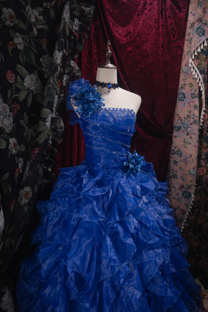 Ball Gown Blue Organza Prom Dress Sweet 16 Birthday Dress J9490