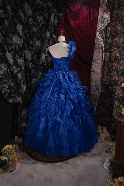 Ball Gown Blue Organza Prom Dress Sweet 16 Birthday Dress J9490