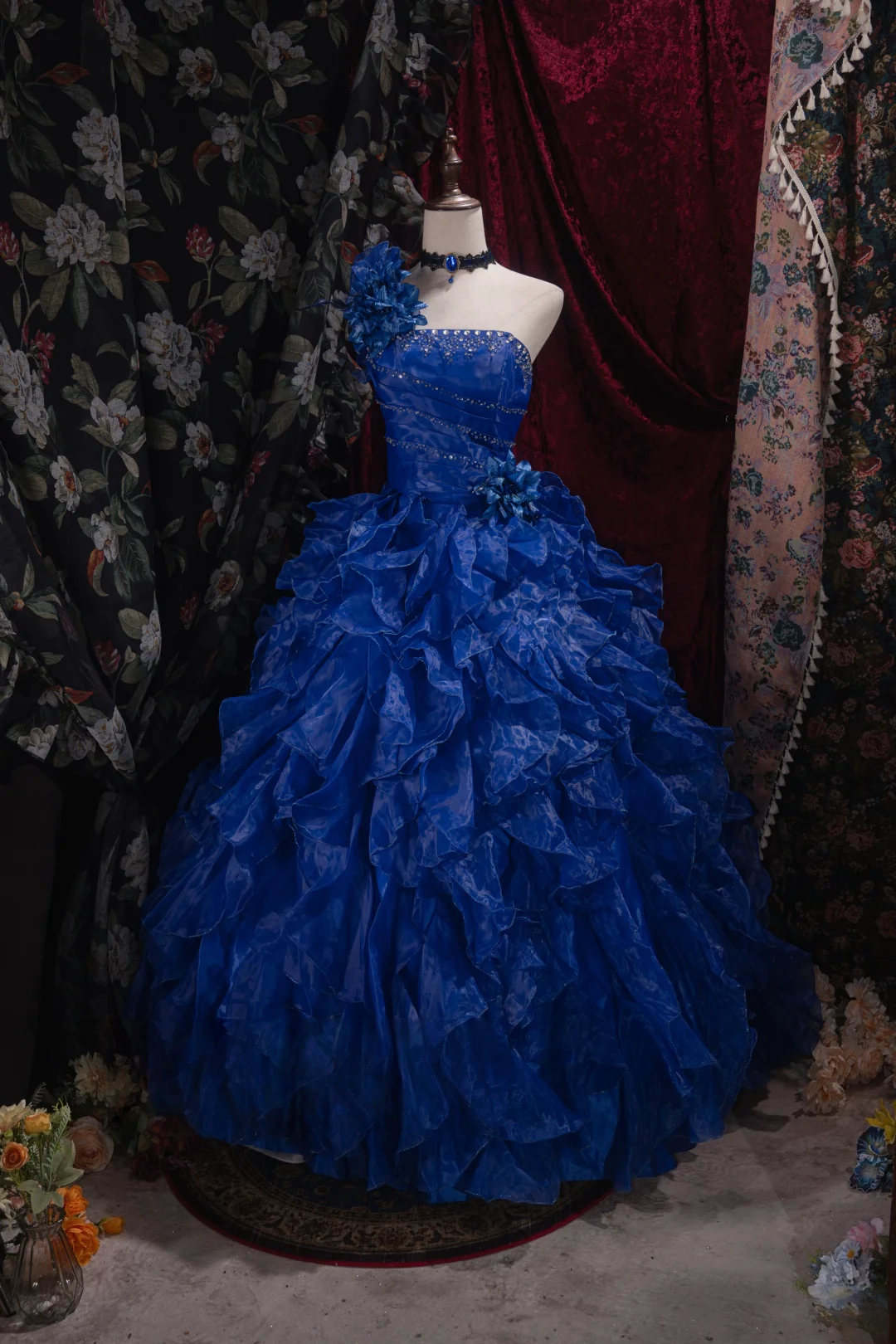 Ball Gown Blue Organza Prom Dress Sweet 16 Birthday Dress J9490