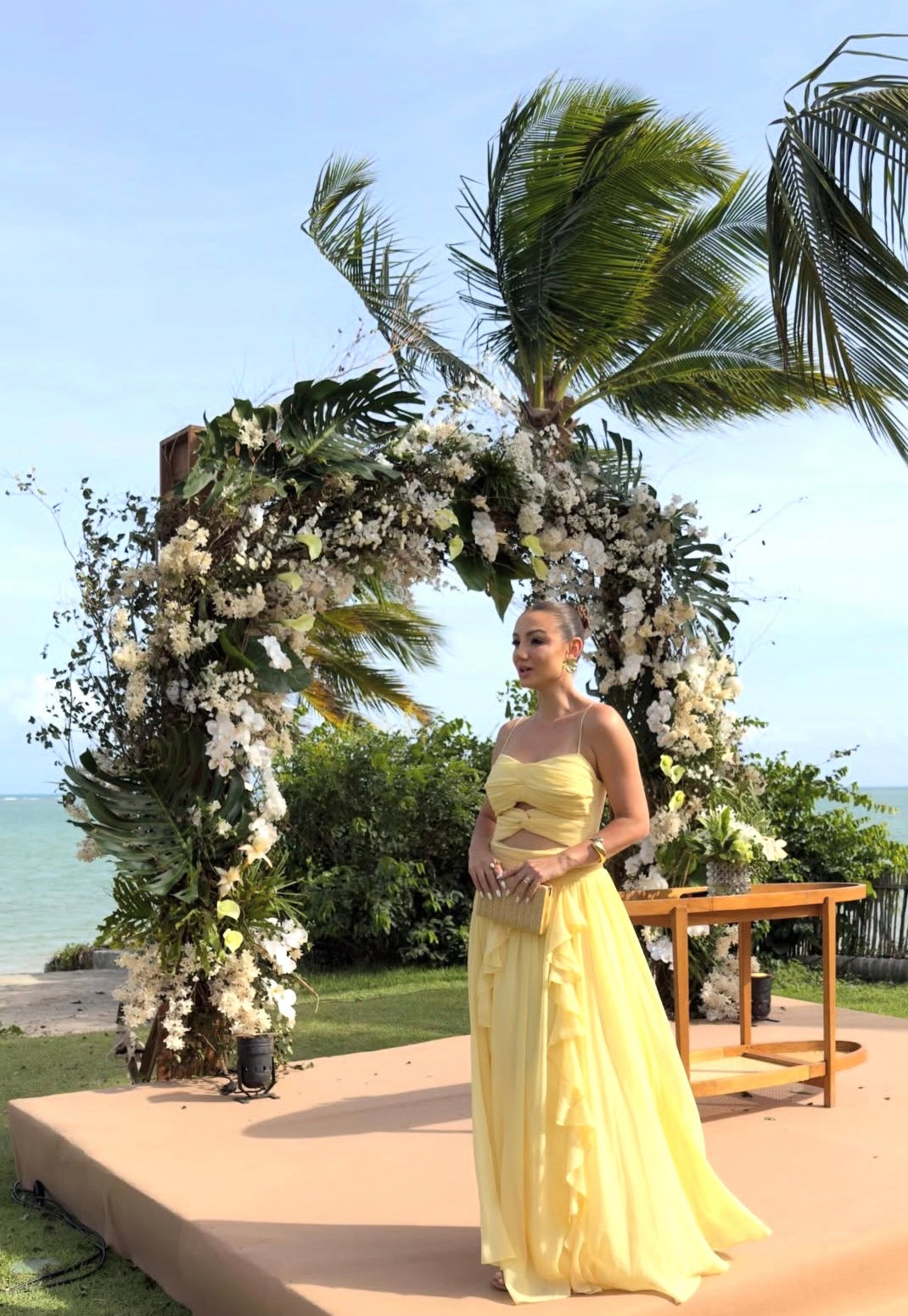 Spaghetti Strap A Line Yellow Wedding Guest Dress Chiffon Prom Dress  J9507