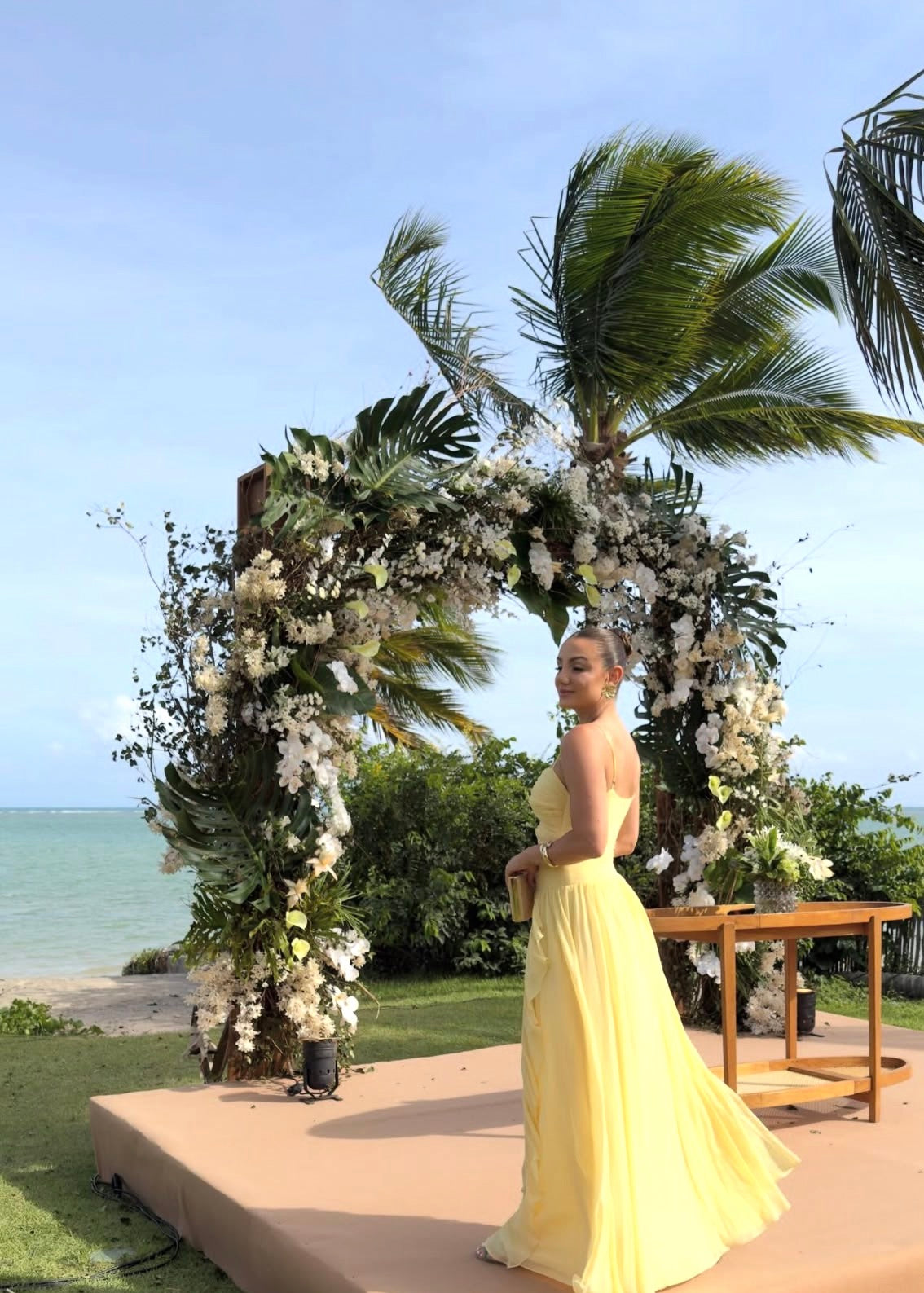 Spaghetti Strap A Line Yellow Wedding Guest Dress Chiffon Prom Dress  J9507