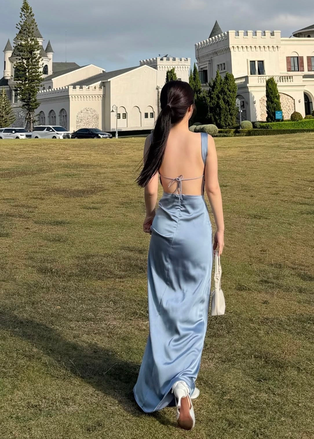 Backless Satin Prom Dress Elegant Formal Party Dress  J9508