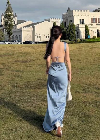 Backless Satin Prom Dress Elegant Formal Party Dress  J9508