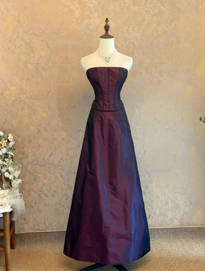 Strapless Wine Red Prom Dress Elegant Formal Evening Dress  J9511