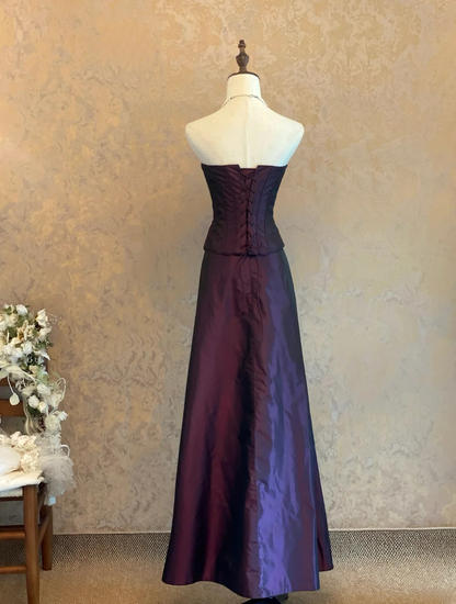Strapless Wine Red Prom Dress Elegant Formal Evening Dress  J9511