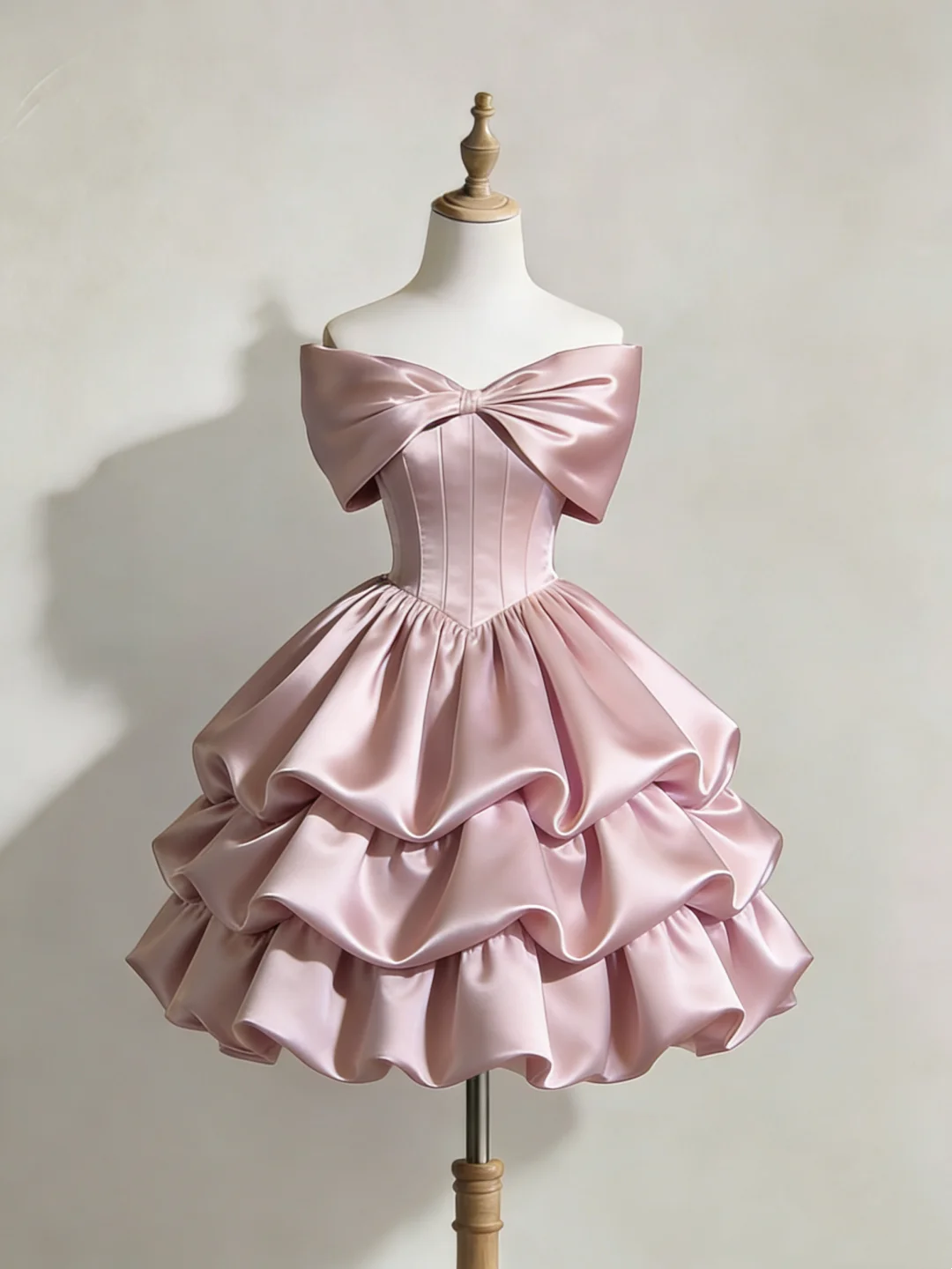 Off The Shoulder Pink Short Dress Cute Birthday Dress  J9517