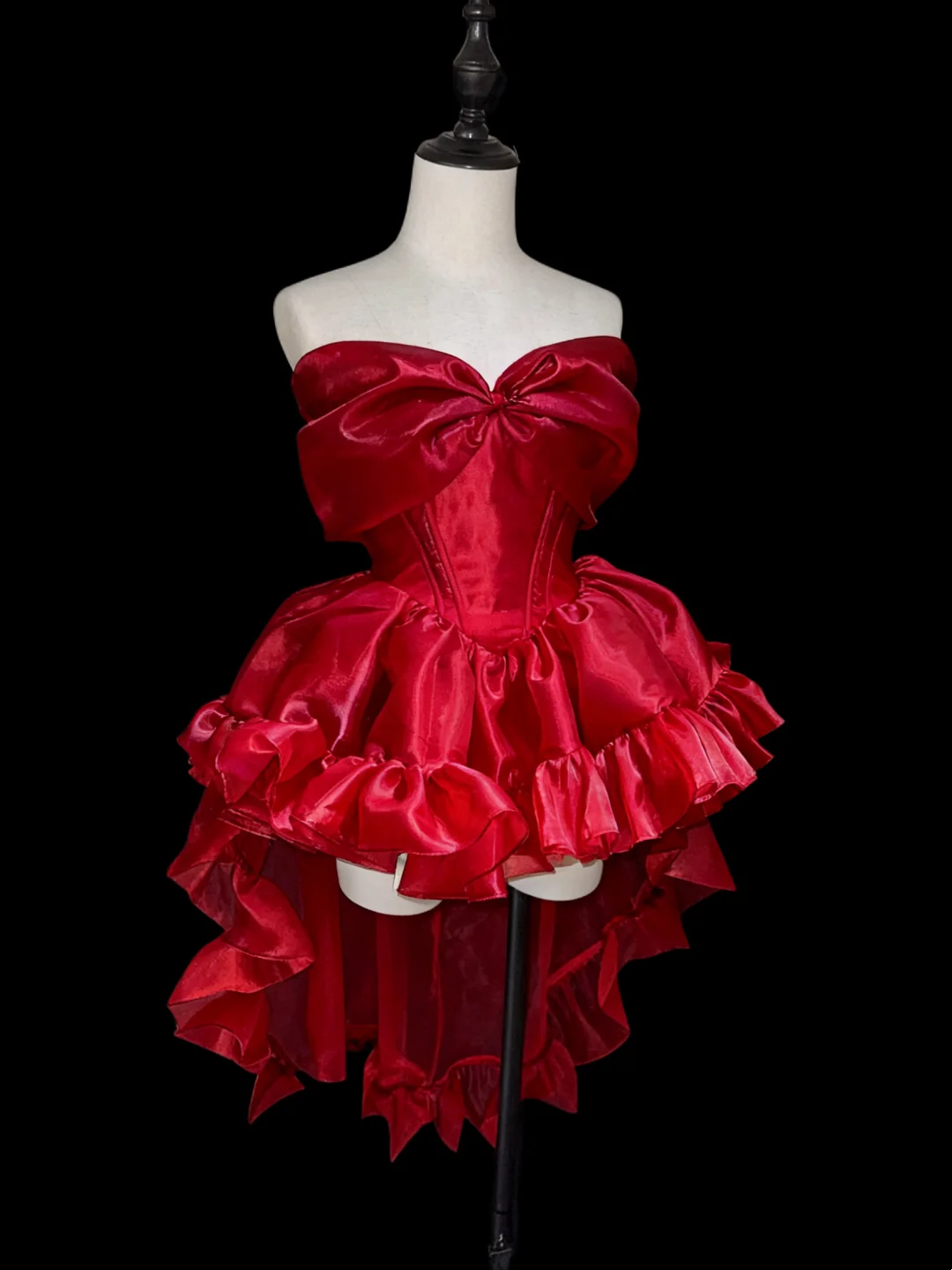Off The Shoulder Red Short Dress Satin A Line Birthday Dress  J9518