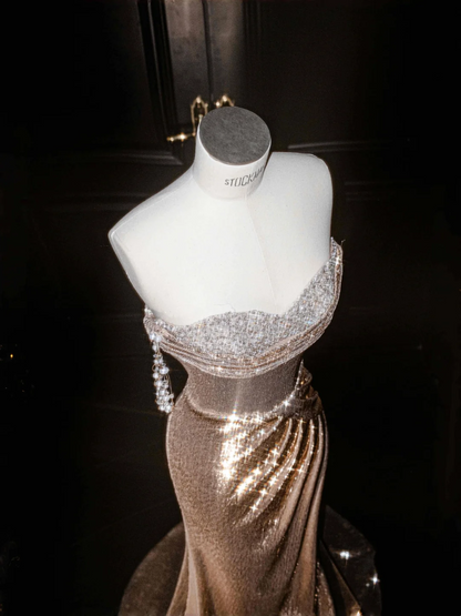 Robe de bal bustier violette en satin avec appliques, robe de soirée formelle J9413