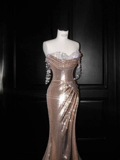 Robe de bal bustier violette en satin avec appliques, robe de soirée formelle J9413