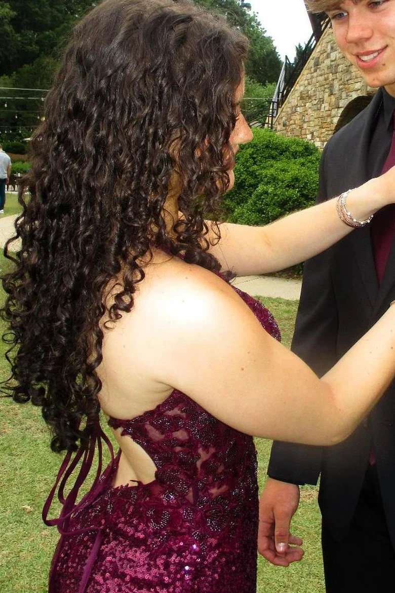 Grape V-Neck Sequins Appliques Mermaid Long Prom Dress  J9534