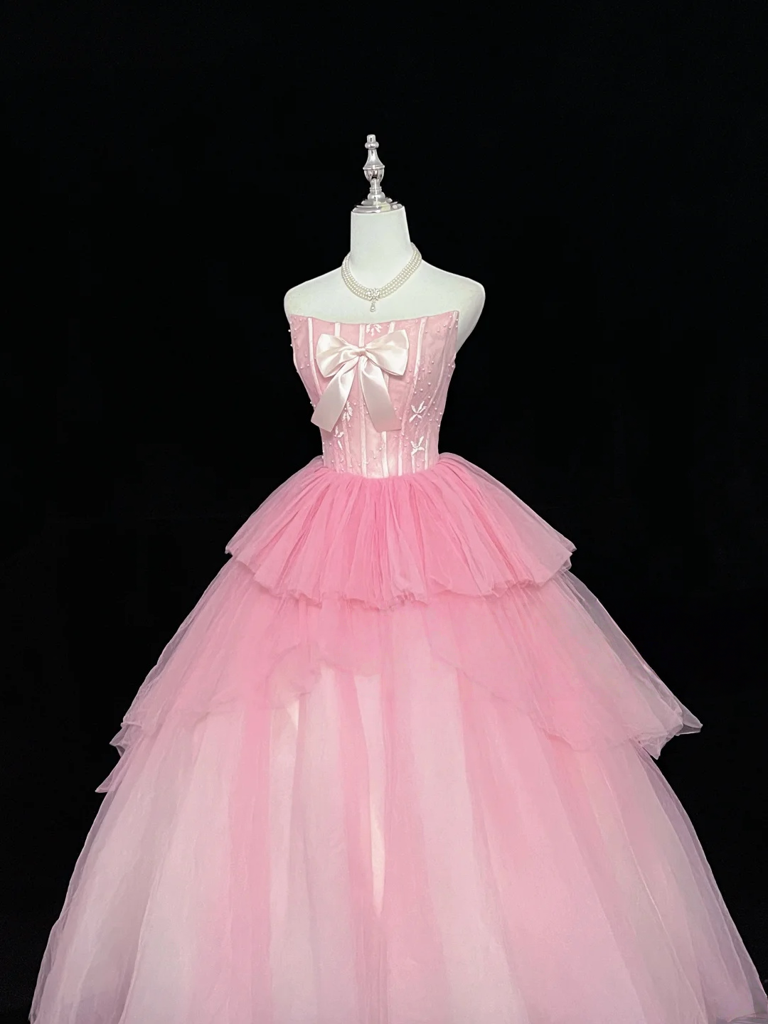 Ball Gown Pink Prom Dress With Blow Tulle Sweet 16 Birthday Dress  J9539